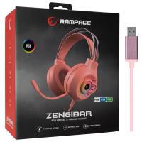 RAMPAGE RM-K44 ZENGIBAR USB 7.1 SURROUND PEMBE IŞIK EFEKTİ GAMING KULAKLIK